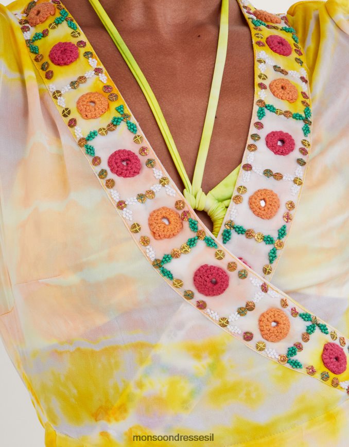 הַלבָּשָׁה Monsoon שמלת קפטן מקסי מעונבת פרימיום צהוב נשים HTJ0TZ886