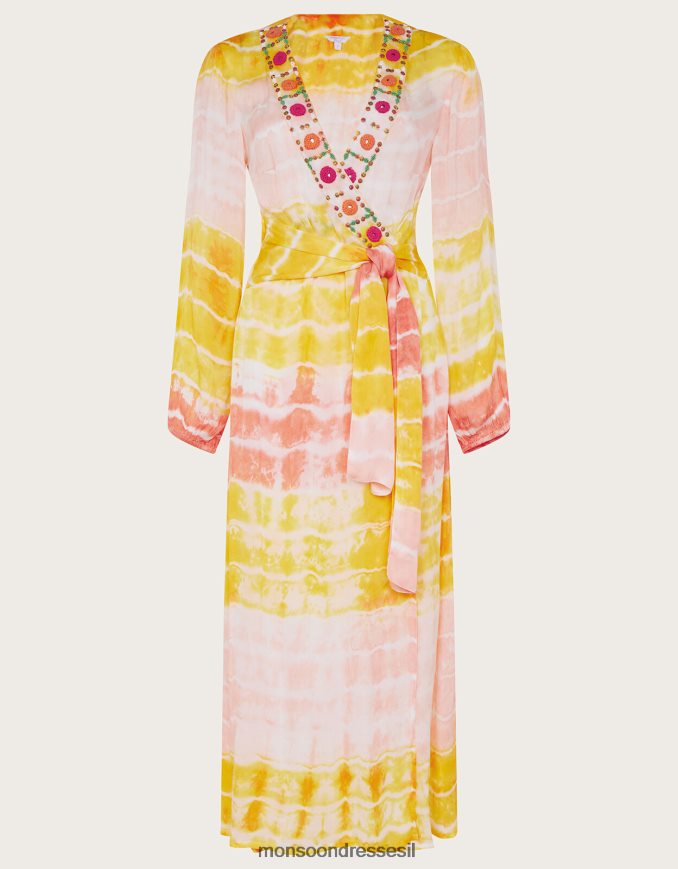 הַלבָּשָׁה Monsoon שמלת קפטן מקסי מעונבת פרימיום צהוב נשים HTJ0TZ886