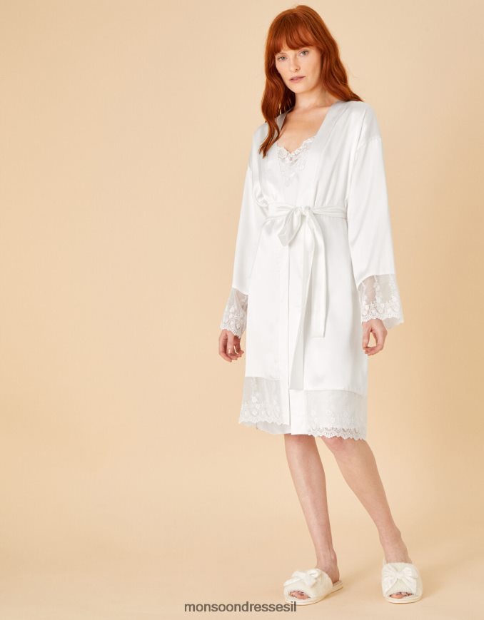 הַלבָּשָׁה Monsoon חלוק סאטן תחרה לכלה שֶׁנהָב נשים HTJ0TZ889