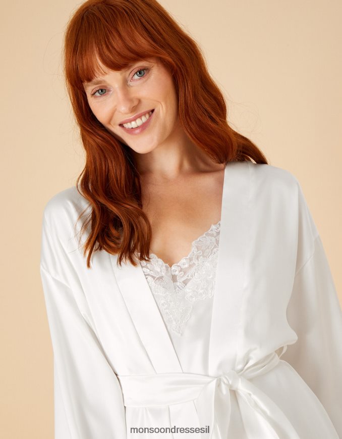 הַלבָּשָׁה Monsoon חלוק סאטן תחרה לכלה שֶׁנהָב נשים HTJ0TZ889