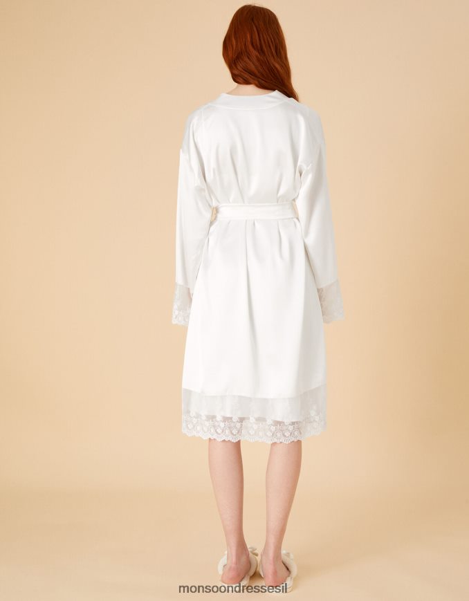 הַלבָּשָׁה Monsoon חלוק סאטן תחרה לכלה שֶׁנהָב נשים HTJ0TZ889