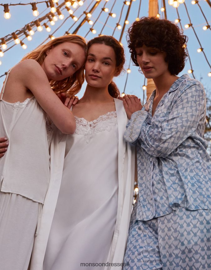 הַלבָּשָׁה Monsoon חלוק סאטן תחרה לכלה שֶׁנהָב נשים HTJ0TZ889