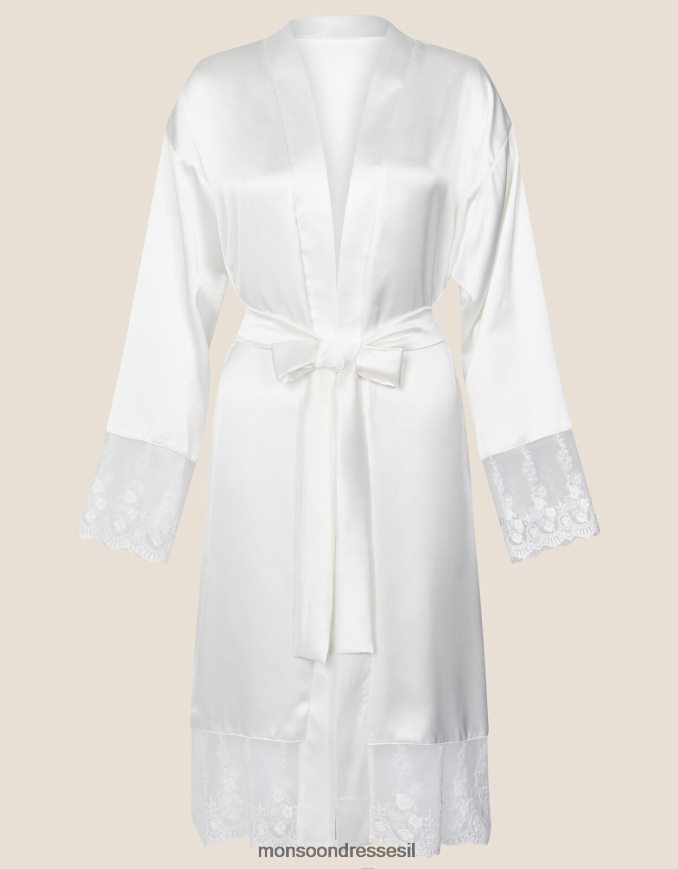 הַלבָּשָׁה Monsoon חלוק סאטן תחרה לכלה שֶׁנהָב נשים HTJ0TZ889