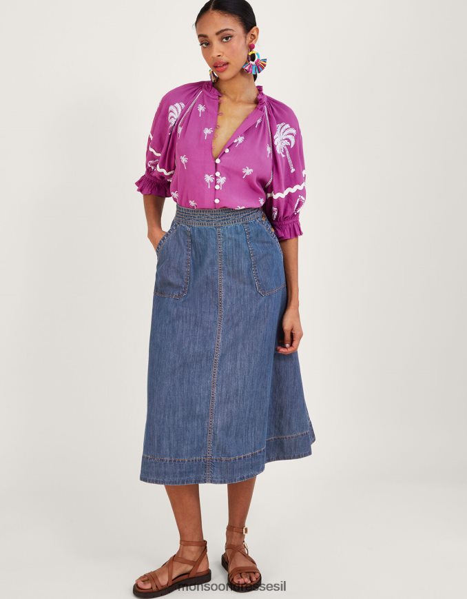 הַלבָּשָׁה Monsoon חלק עליון רקום בכף יד פרנלה בוויסקוזה בר קיימא וָרוֹד נשים HTJ0TZ890