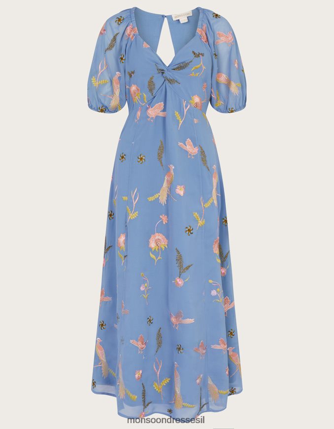 הַלבָּשָׁה Monsoon שמלת מידי רקומה של דני כְּחוֹל נשים HTJ0TZ894