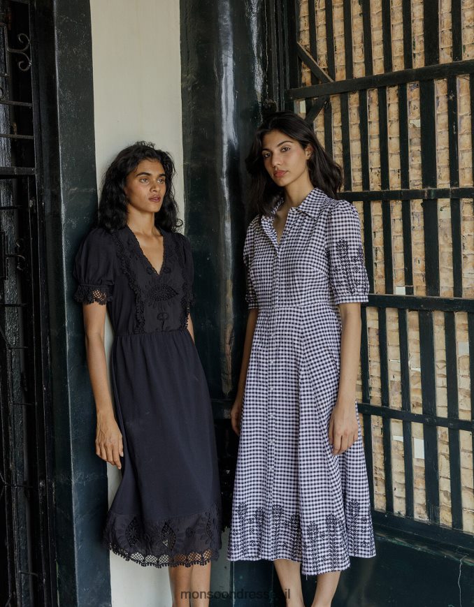 הַלבָּשָׁה Monsoon שמלת מידי בגזרת ג'רסי שָׁחוֹר נשים HTJ0TZ896