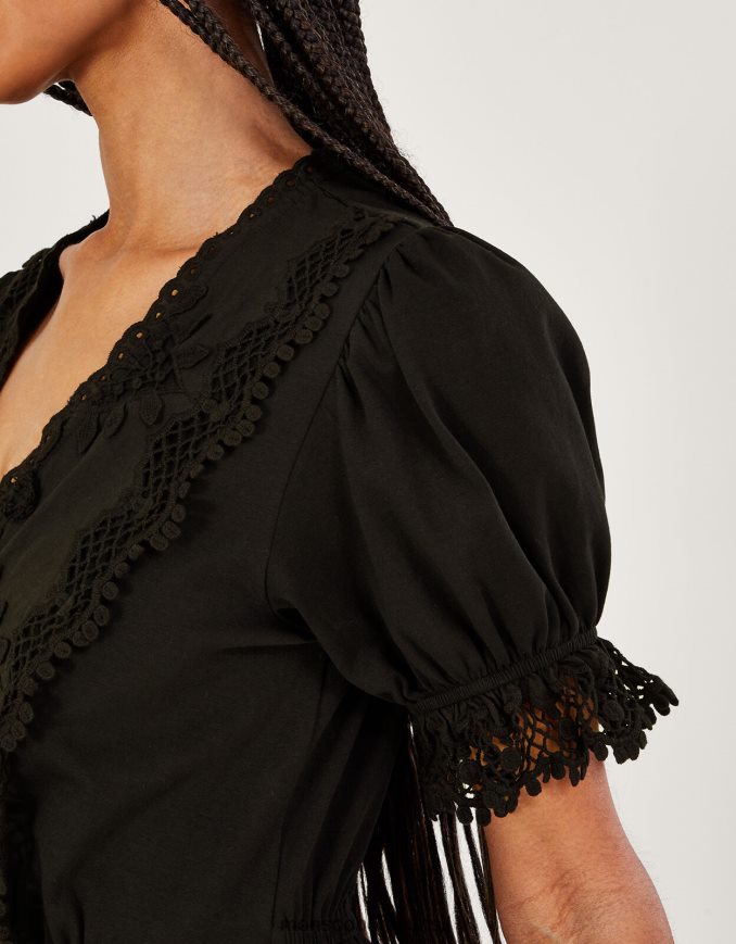 הַלבָּשָׁה Monsoon שמלת מידי בגזרת ג'רסי שָׁחוֹר נשים HTJ0TZ896