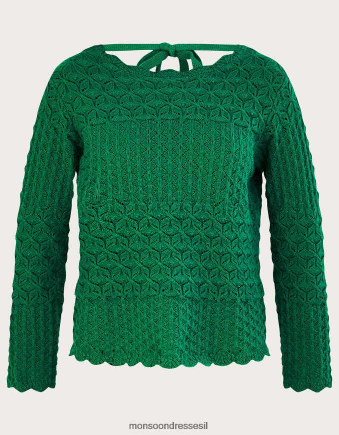 הַלבָּשָׁה Monsoon מגשר תפר פוינטל עם קשירה מאחור מכותנה בת קיימא ירוק נשים HTJ0TZ897