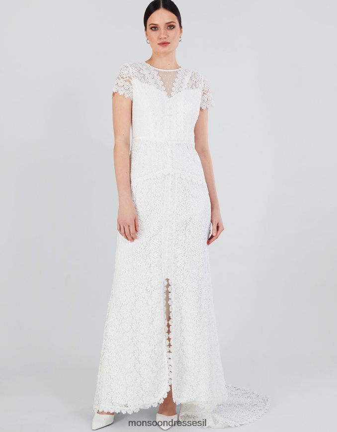 הַלבָּשָׁה Monsoon שמלת מקסי כלה תחרה של סיינה שֶׁנהָב נשים HTJ0TZ9