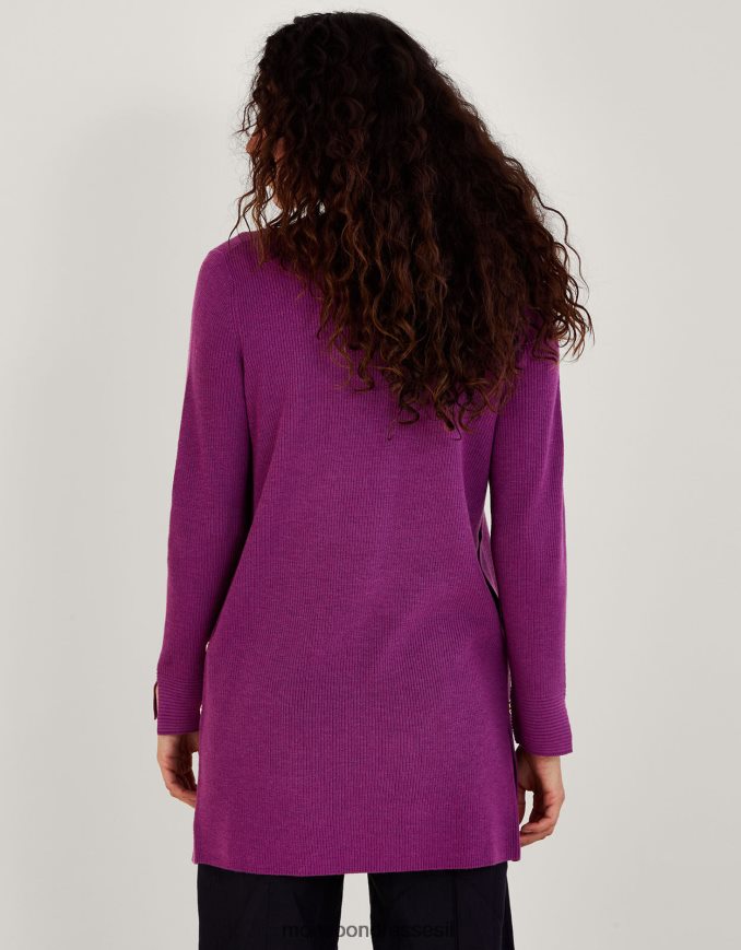 הַלבָּשָׁה Monsoon קרדיגן ארוך מצולע עם פרט כפתורים סָגוֹל נשים HTJ0TZ903