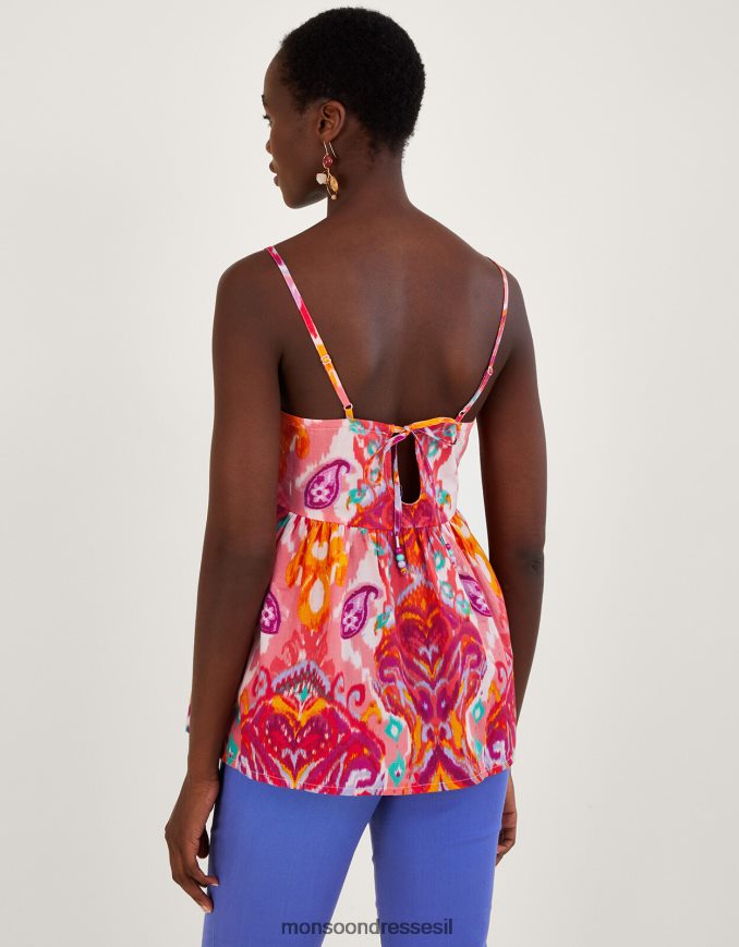 הַלבָּשָׁה Monsoon קמי חתוך עם הדפס פייזלי בכותנה בת קיימא וָרוֹד נשים HTJ0TZ909