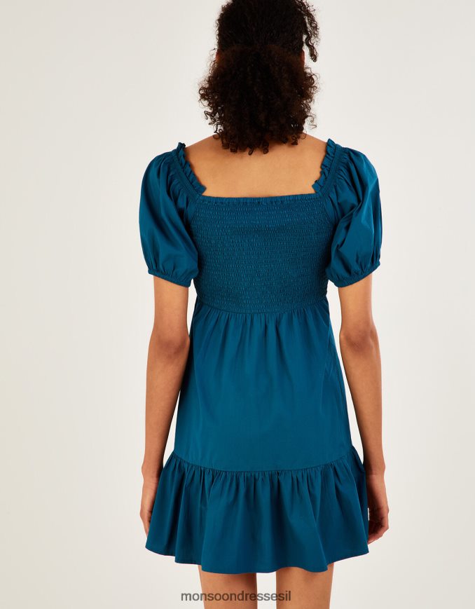 הַלבָּשָׁה Monsoon שמלת שכבת פופלין פשוטה ירוק כחלחל נשים HTJ0TZ910