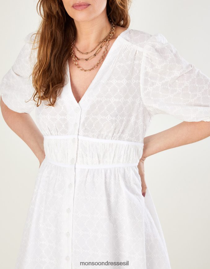 הַלבָּשָׁה Monsoon שמלת מידי בובה מכותנה בת קיימא לבן נשים HTJ0TZ913