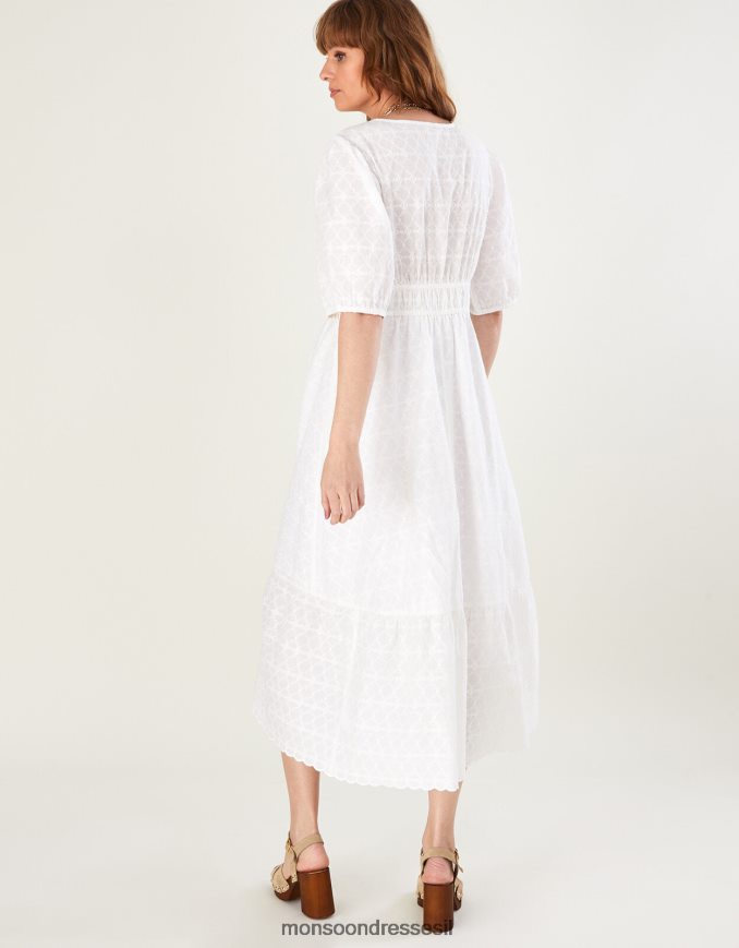 הַלבָּשָׁה Monsoon שמלת מידי בובה מכותנה בת קיימא לבן נשים HTJ0TZ913