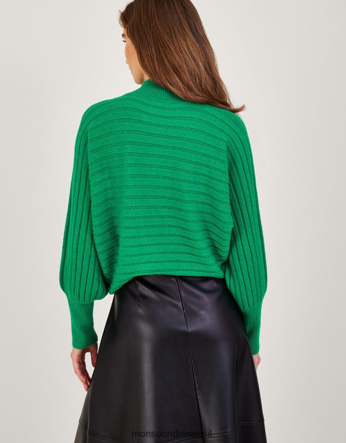 הַלבָּשָׁה Monsoon מגשר צלעות אופקי עם פוליאסטר ממוחזר ירוק נשים HTJ0TZ919