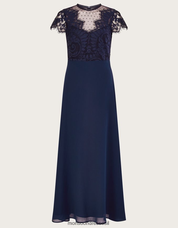 הַלבָּשָׁה Monsoon שמלת מקסי תחרה של דיאנה כחול (צי) נשים HTJ0TZ921