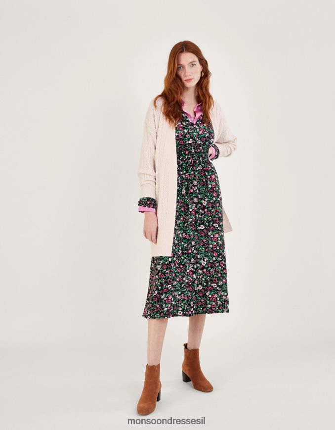 הַלבָּשָׁה Monsoon קרדיגן סרוג כבל ארוך עם חגורה שֶׁנהָב נשים HTJ0TZ925