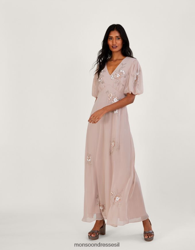 הַלבָּשָׁה Monsoon שמלת מקסי מעוטרת באוגוסט ורוד (סומק) נשים HTJ0TZ929