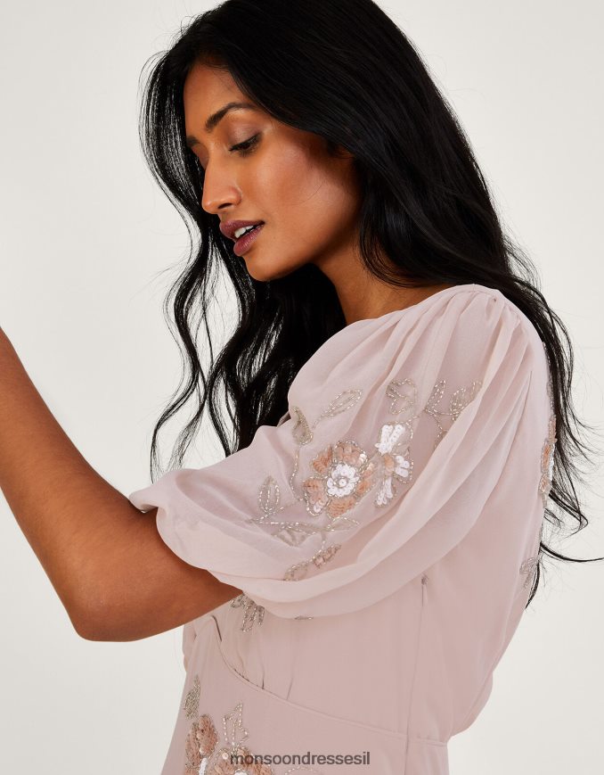 הַלבָּשָׁה Monsoon שמלת מקסי מעוטרת באוגוסט ורוד (סומק) נשים HTJ0TZ929