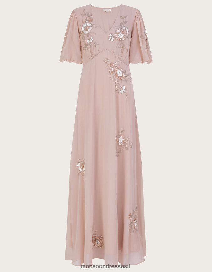 הַלבָּשָׁה Monsoon שמלת מקסי מעוטרת באוגוסט ורוד (סומק) נשים HTJ0TZ929