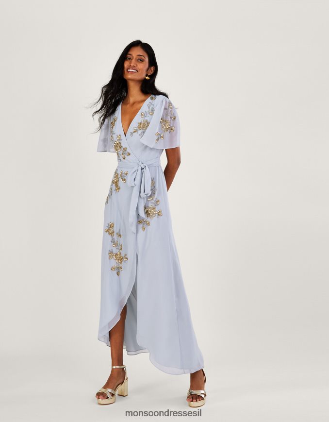 הַלבָּשָׁה Monsoon שמלת מעטפת מקושטת של שרה בפוליאסטר ממוחזר ענן נשים HTJ0TZ931