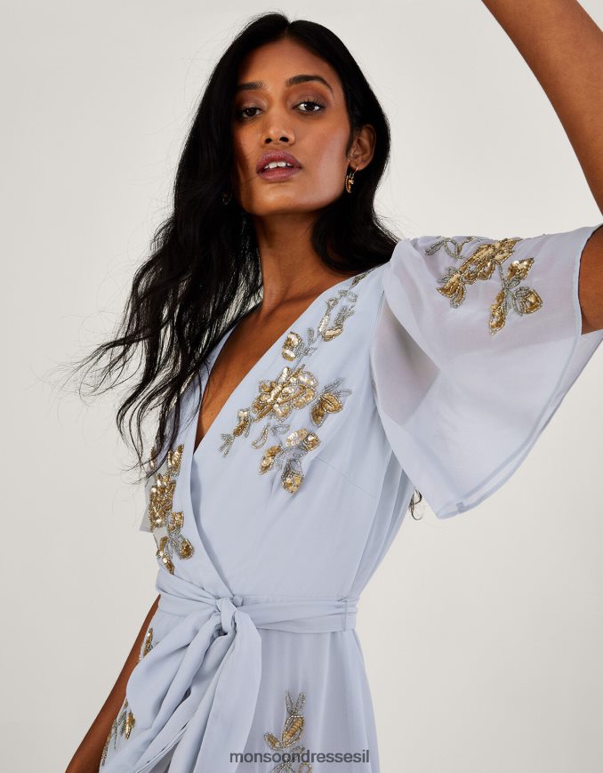 הַלבָּשָׁה Monsoon שמלת מעטפת מקושטת של שרה בפוליאסטר ממוחזר ענן נשים HTJ0TZ931