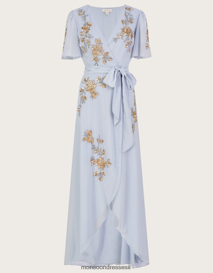 הַלבָּשָׁה Monsoon שמלת מעטפת מקושטת של שרה בפוליאסטר ממוחזר ענן נשים HTJ0TZ931