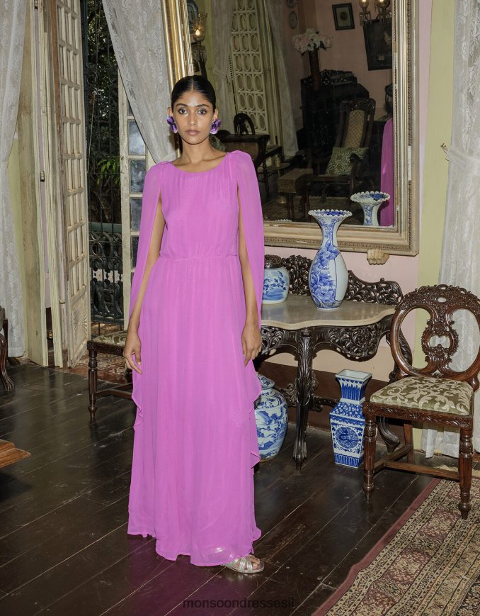 הַלבָּשָׁה Monsoon שמלת מקסי קורין קייפ בוויסקוזה בר קיימא וָרוֹד נשים HTJ0TZ934