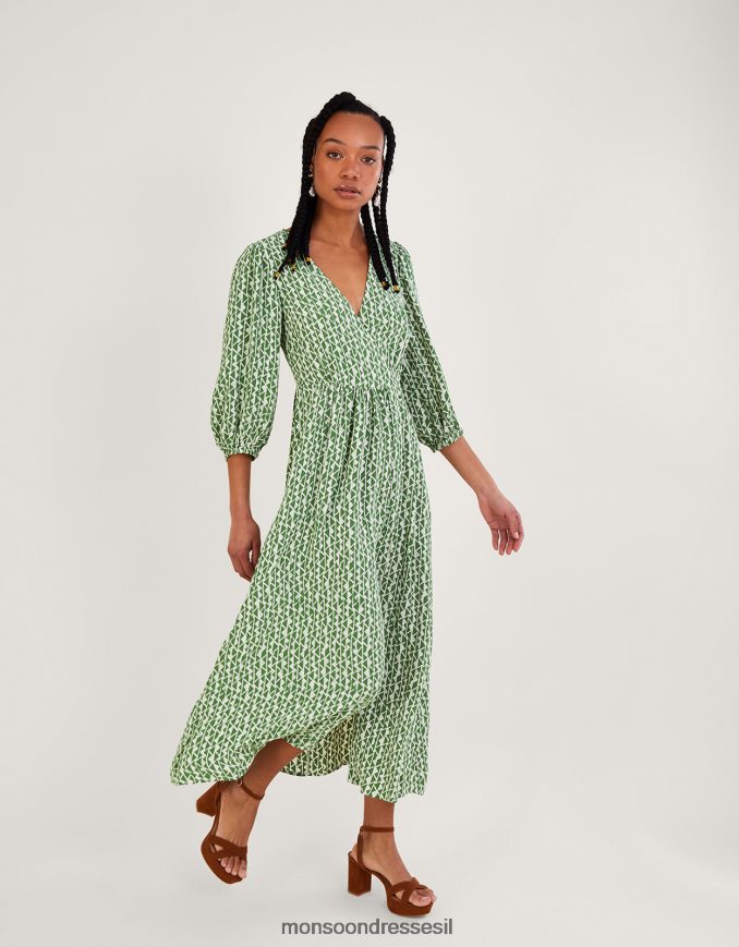 הַלבָּשָׁה Monsoon שמלת מעטפת של דוריס בוויסקוזה בת קיימא ירוק נשים HTJ0TZ940