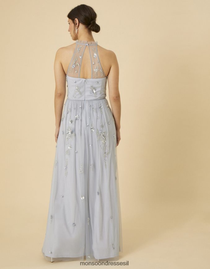 הַלבָּשָׁה Monsoon שמלת מקסי מעוטרת סשה בפוליאסטר ממוחזר כְּחוֹל נשים HTJ0TZ948