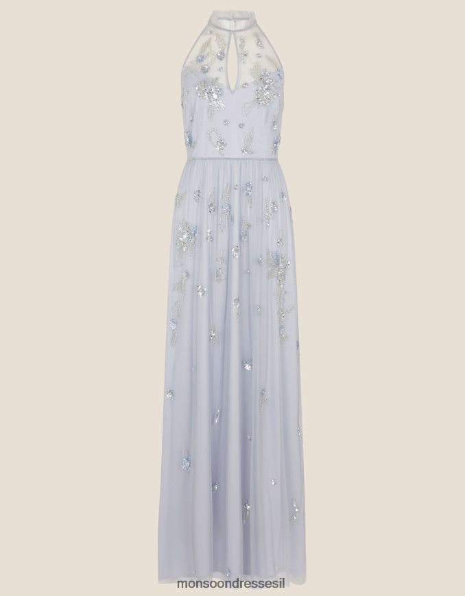 הַלבָּשָׁה Monsoon שמלת מקסי מעוטרת סשה בפוליאסטר ממוחזר כְּחוֹל נשים HTJ0TZ948