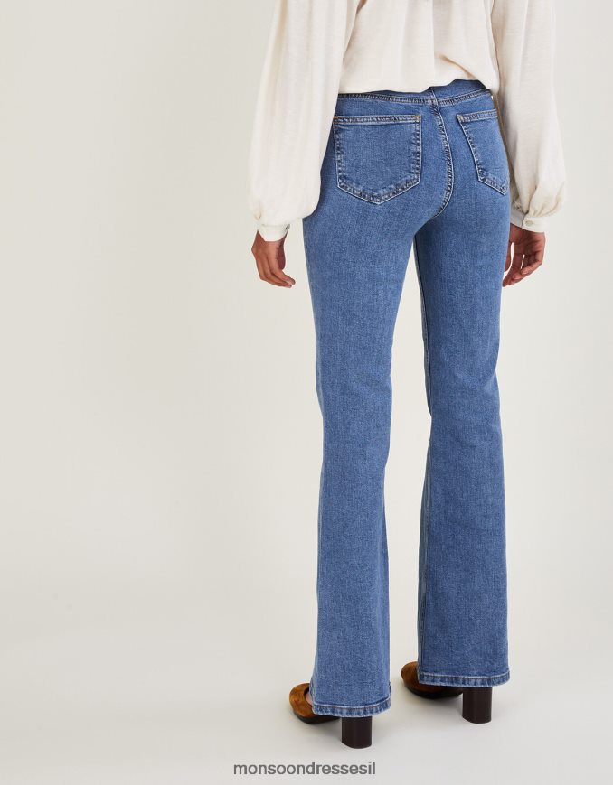 הַלבָּשָׁה Monsoon מכנסי ג'ינס מתרחבים עם כותנה בת קיימא כְּחוֹל נשים HTJ0TZ952