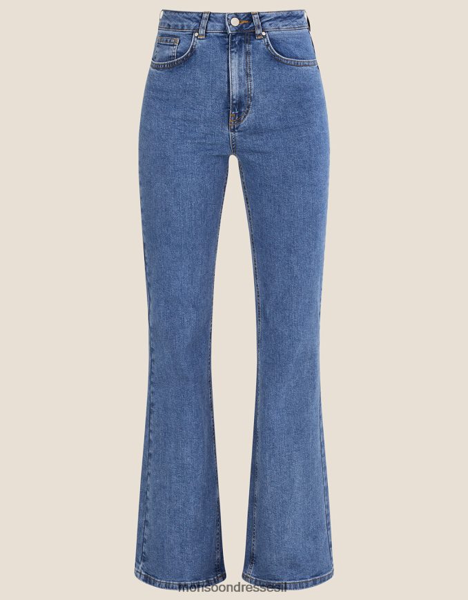 הַלבָּשָׁה Monsoon מכנסי ג'ינס מתרחבים עם כותנה בת קיימא כְּחוֹל נשים HTJ0TZ952