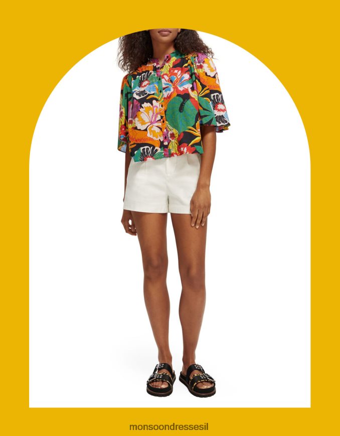 הַלבָּשָׁה Monsoon חולצת שרוולים מתנפנפת של סקוצ' וסודה רַב נשים HTJ0TZ958