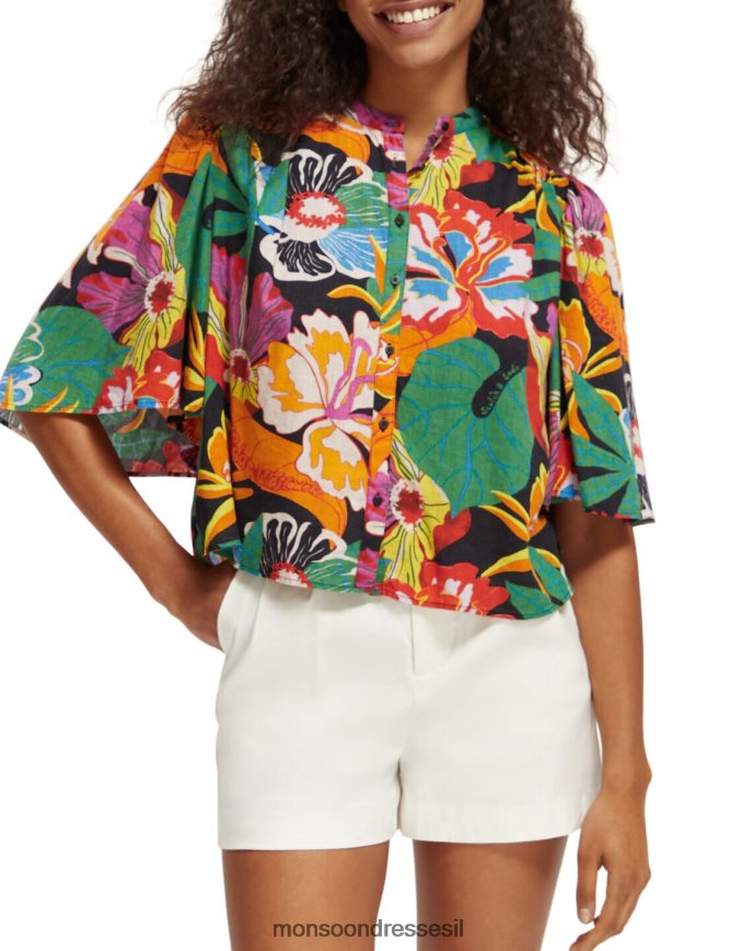 הַלבָּשָׁה Monsoon חולצת שרוולים מתנפנפת של סקוצ' וסודה רַב נשים HTJ0TZ958