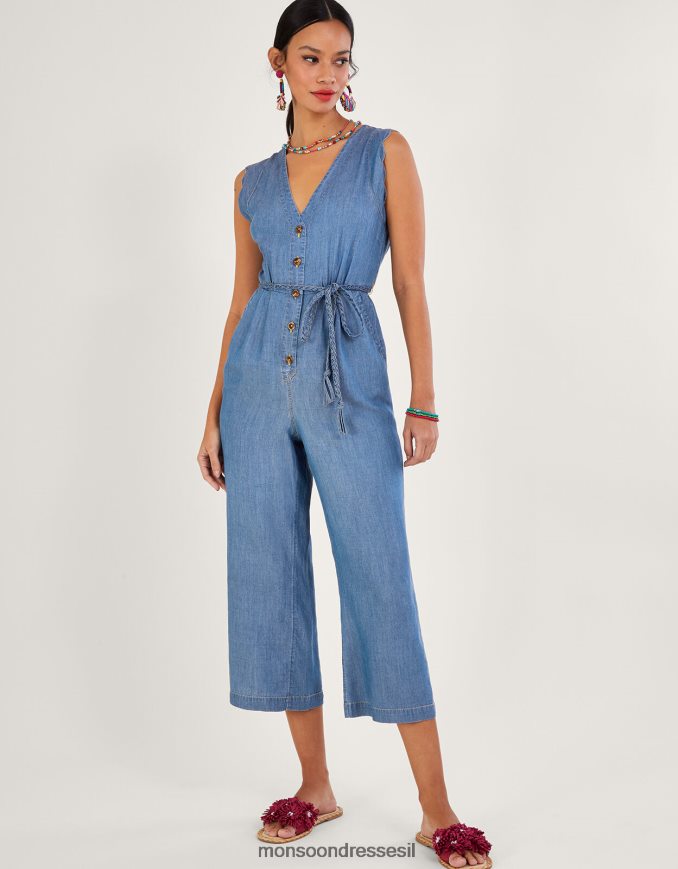 הַלבָּשָׁה Monsoon סרבל ג'ינס עם חגורת קשירה כחול (כחול ג'ינס) נשים HTJ0TZ96