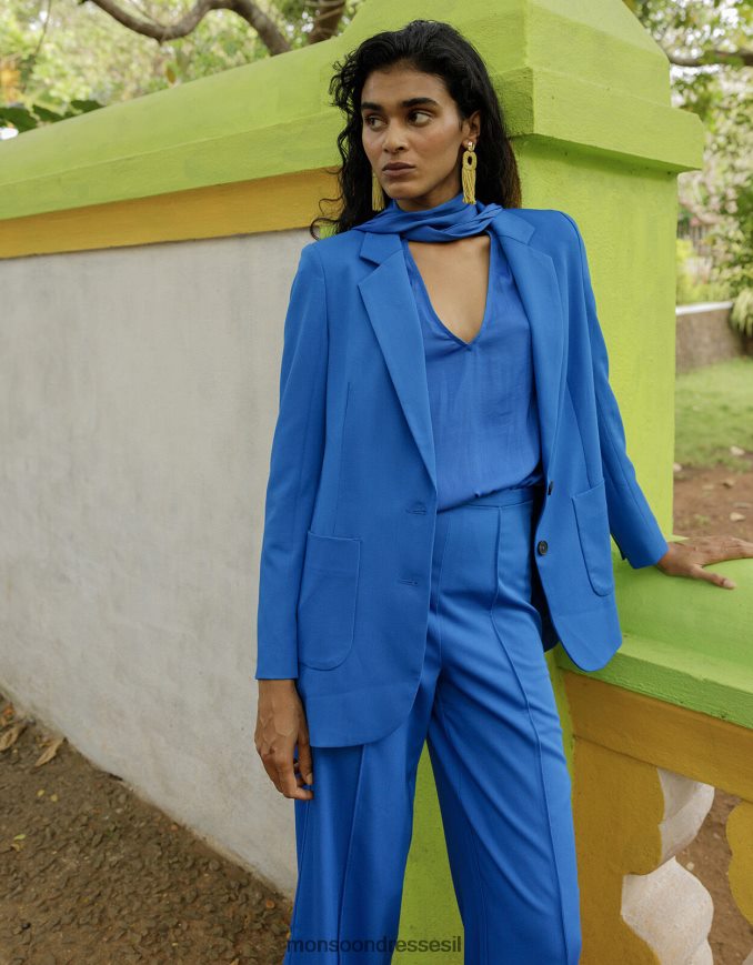 הַלבָּשָׁה Monsoon לורן בלייזר רגיל כְּחוֹל נשים HTJ0TZ964