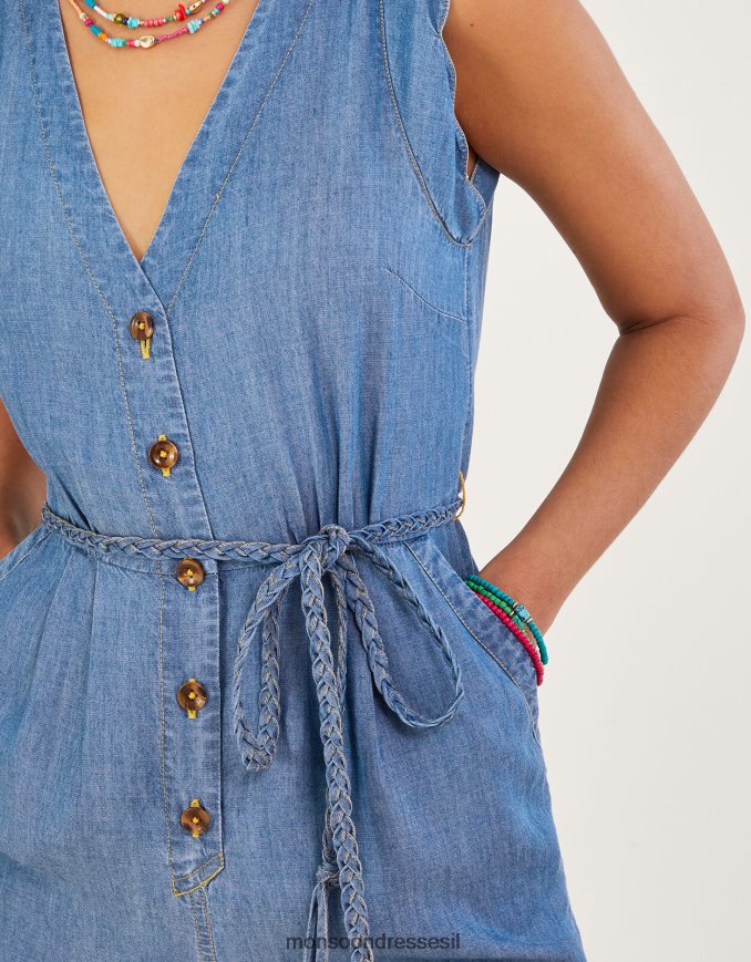 הַלבָּשָׁה Monsoon סרבל ג'ינס עם חגורת קשירה כחול (כחול ג'ינס) נשים HTJ0TZ96