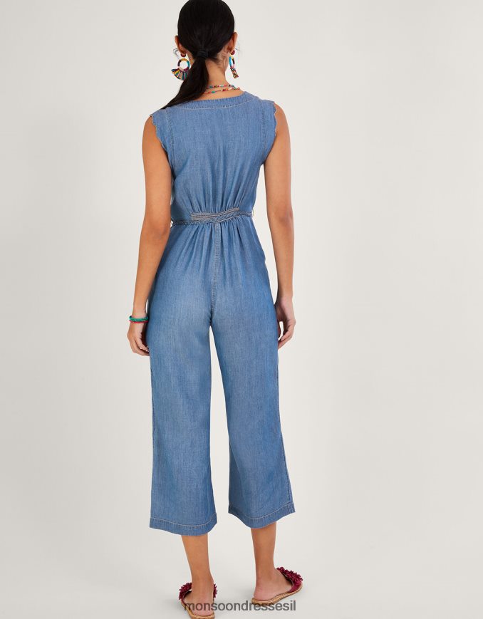 הַלבָּשָׁה Monsoon סרבל ג'ינס עם חגורת קשירה כחול (כחול ג'ינס) נשים HTJ0TZ96