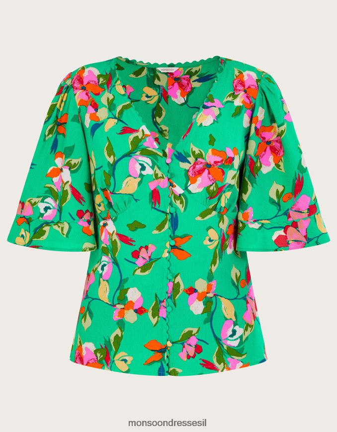 הַלבָּשָׁה Monsoon טופ תה לילו בוויסקוזה בר קיימא ירוק נשים HTJ0TZ970