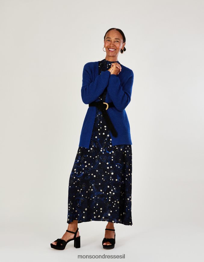 הַלבָּשָׁה Monsoon קרדיגן סריג מצולע רך במיוחד כחול (קובלט) נשים HTJ0TZ972