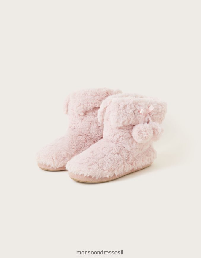 הַנעָלָה Monsoon מגפי נעלי פונפון מפרווה מלאכותית וָרוֹד נשים HTJ0TZ978