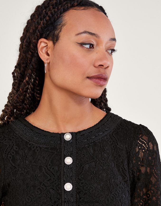 הַלבָּשָׁה Monsoon שמלת תחרה של ליליאן שָׁחוֹר נשים HTJ0TZ97