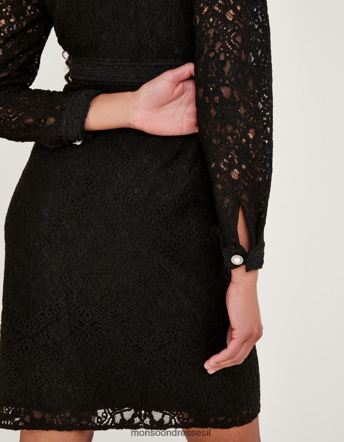 הַלבָּשָׁה Monsoon שמלת תחרה של ליליאן שָׁחוֹר נשים HTJ0TZ97