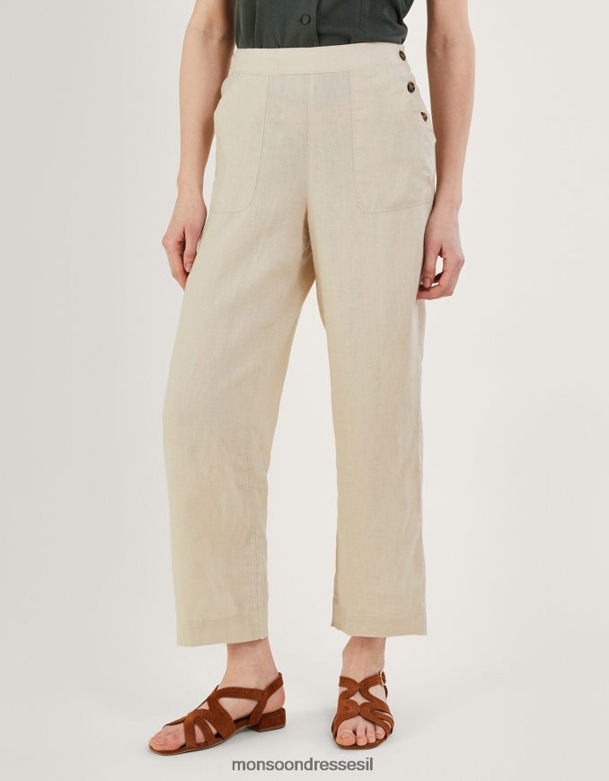 הַלבָּשָׁה Monsoon מכנסי פשתן נשלפים טִבעִי נשים HTJ0TZ985