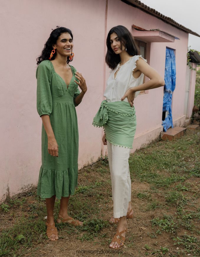 הַלבָּשָׁה Monsoon מכנסי פשתן נשלפים טִבעִי נשים HTJ0TZ985