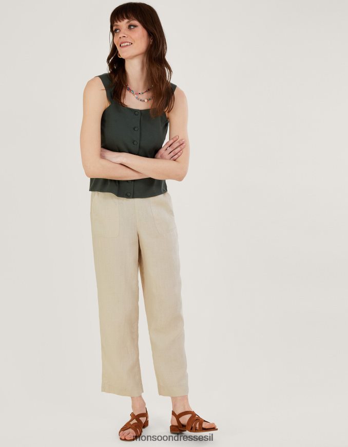 הַלבָּשָׁה Monsoon מכנסי פשתן נשלפים טִבעִי נשים HTJ0TZ985