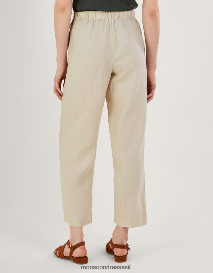 הַלבָּשָׁה Monsoon מכנסי פשתן נשלפים טִבעִי נשים HTJ0TZ985