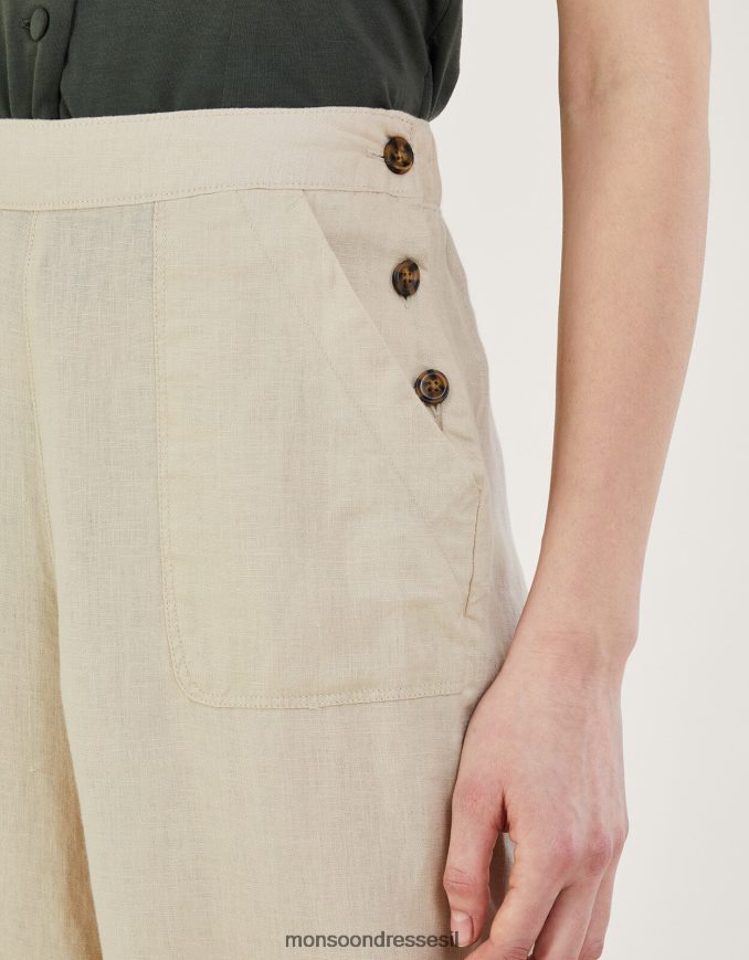 הַלבָּשָׁה Monsoon מכנסי פשתן נשלפים טִבעִי נשים HTJ0TZ985