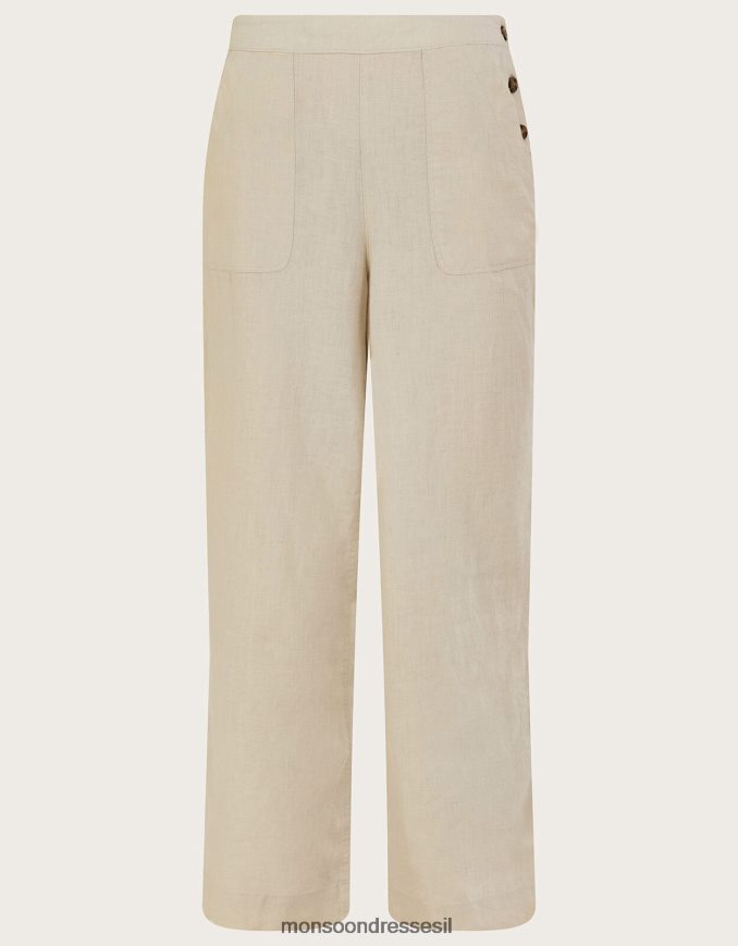 הַלבָּשָׁה Monsoon מכנסי פשתן נשלפים טִבעִי נשים HTJ0TZ985